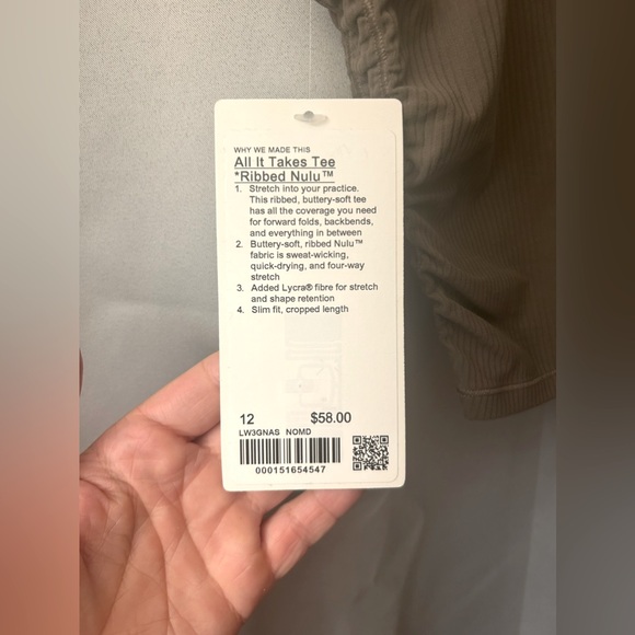 Lululemon All It Takes Tee *Ribbed Nulu* BRAND NEW COLOR SOLD OUT - Picture 1 of 6